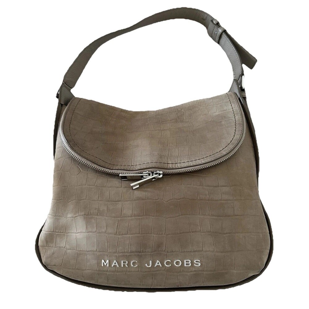 MARC JACOBS  Vintage Embossed Leather Hobo Bag Tan, 14x12.5"